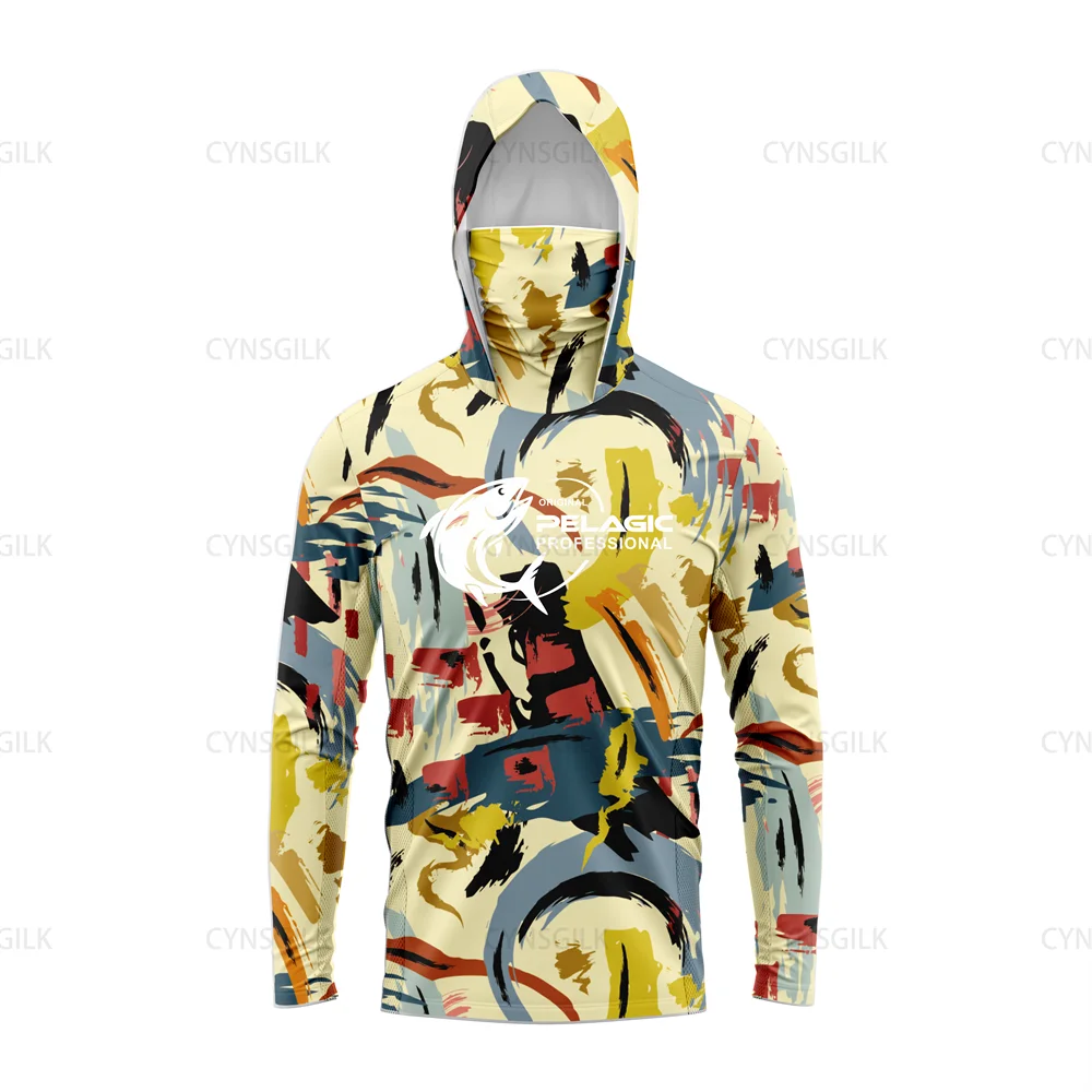 original pelagic professional Men Hood Fishing Shirt long sleeve fishing t shirt uv protection Apparel