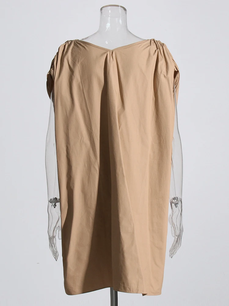 Женское мини-платье с короткими рукавами VGH однотонное минималистичный стиль