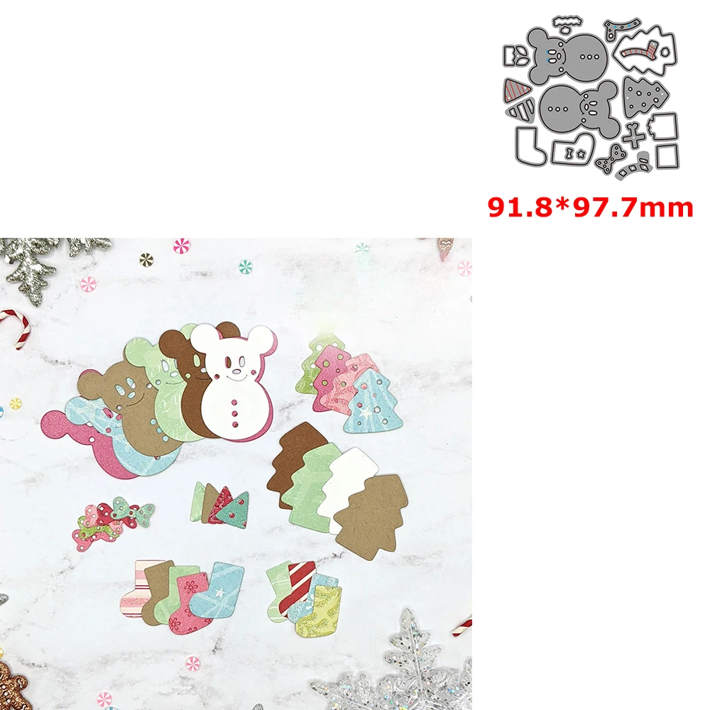 

Disney Gingerbrea Mice Metal Cutting Dies Set Christmas Tree Socks Gift Box Dies for DIY Scrapbooking Paper Cards Decor Crafts