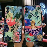 cartoon anime sloth leopard phone cases for iphone 13 pro max case 12 11 pro max 8 plus 7plus 6s xr x xs 6 mini se mobile cell
