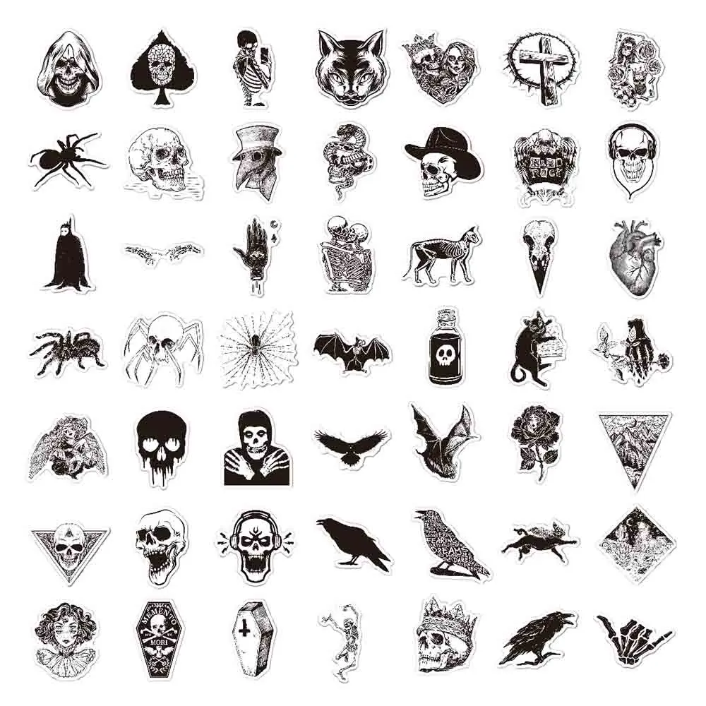 Черно-белый дьявол готический ужас водонепроницаемые наклейки в стиле панк