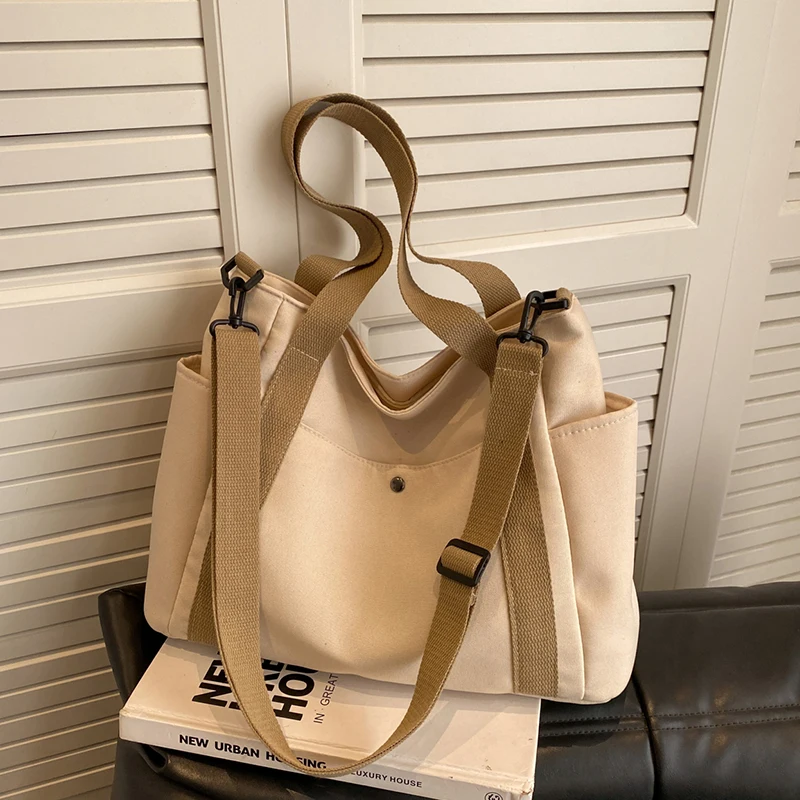 Large Capacity Girls Messenger Bag Women Travel Casual Tote Bags Vintage Large Canvas Pocket Shoulder Bag Female 2023 Handbags