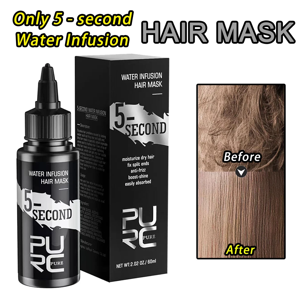 

5-second Water Infusion Hair Mask Repair Frizz Smoothing Keratin Hair & Scalp Treatment for Hair Care shampoo and conditioner 60