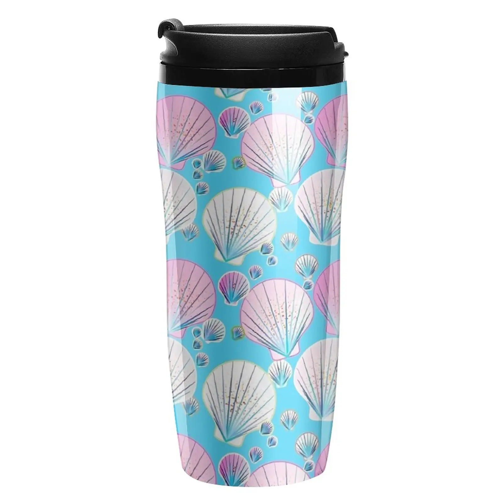 

Кофейная кружка Sea Shells to Go розово-белая дорожная бутылка для холодной и горячей воды герметичная сублимационная пластиковая чашка 350 мл
