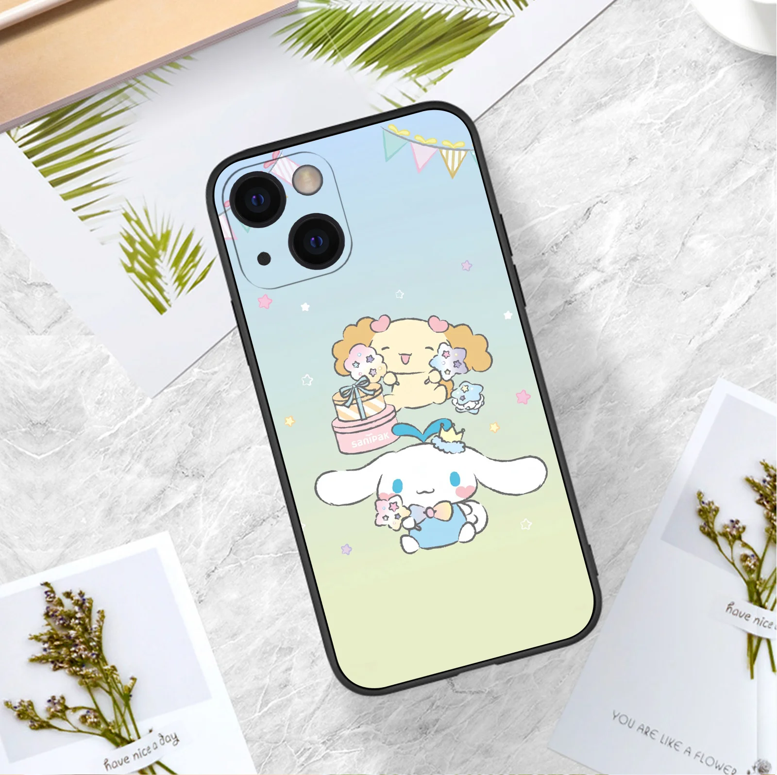 Милый чехол Sanrio CINNAMROLL для iPhone 16 защитный силиконовый мягкий телефона 15 14 13 12 11 Pro Max