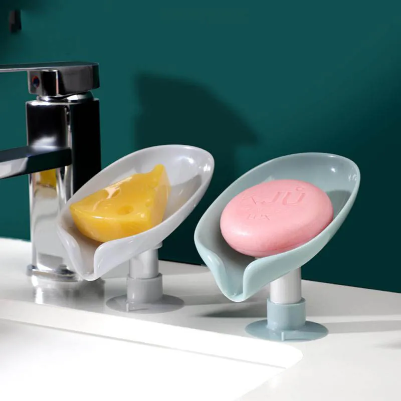 

Suction Cup Soap Holder For Bathroom Shower Portable Leaf Soap Dish Sponge Container Tray Kitchen Bathroom Accessories