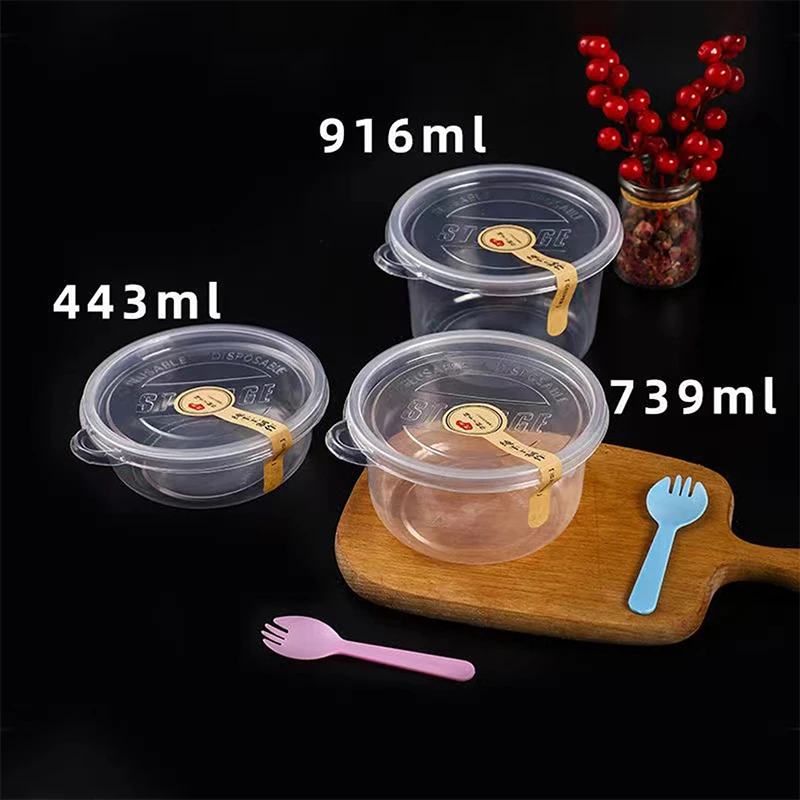 

50 шт. коробка для мусса, пирожных, прозрачный контейнер с крышкой, многоразовый пластиковый контейнер для хранения пищевых продуктов, Кругл...