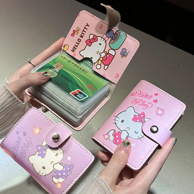 

Hello Kitty ID Card Holders Sanrio Kawaii Large Capacity Multi - Card Case for Women Driver's License Credit Card Folder