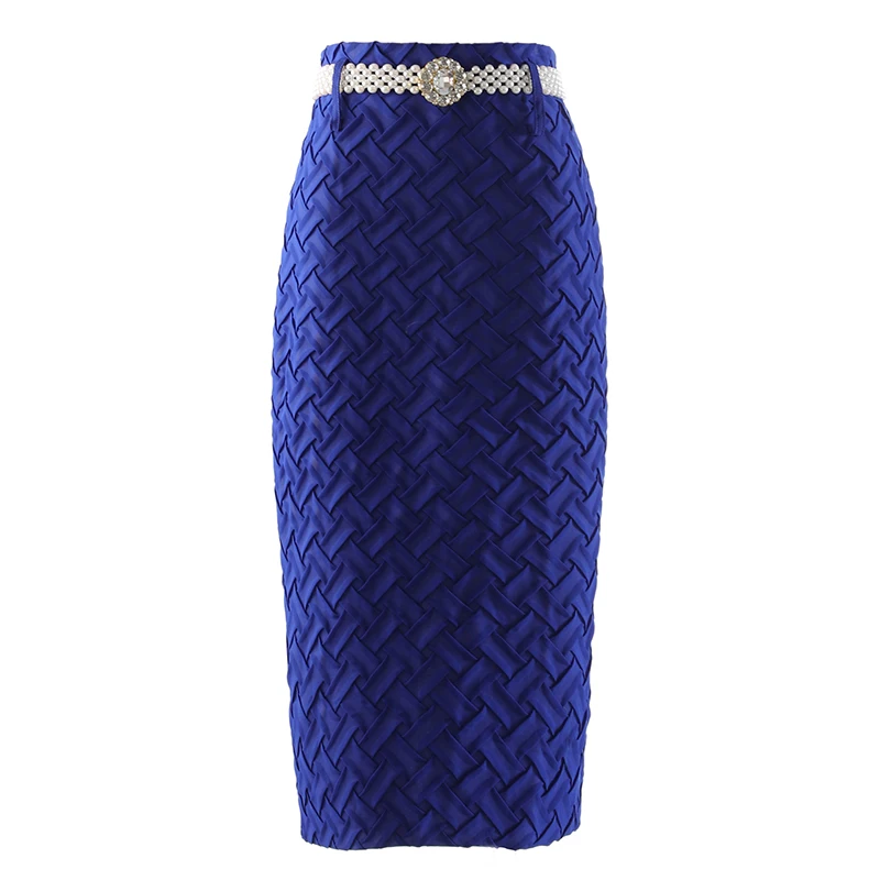 

Женская шифоновая юбка-карандаш средней длины, разноцветная привлекательная офисная юбка-карандаш с высокой талией, поясом и жемчужинами, ...