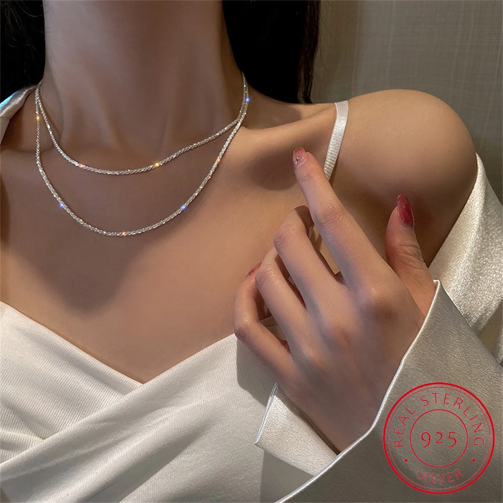S925 Sterling Silver Full of Sky Star Sparkling Necklace for Women 2022 New Clavicle Chain Light Luxury Jewelry Wedding Gift