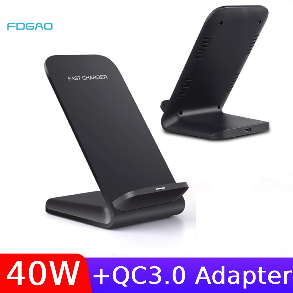 

FDGAO 30W Fast Wireless Charging Stand With QC3.0 Adapter For iPhone 13 12 11 Pro XS Max Mini X XR Induction Qi Wireless Charger
