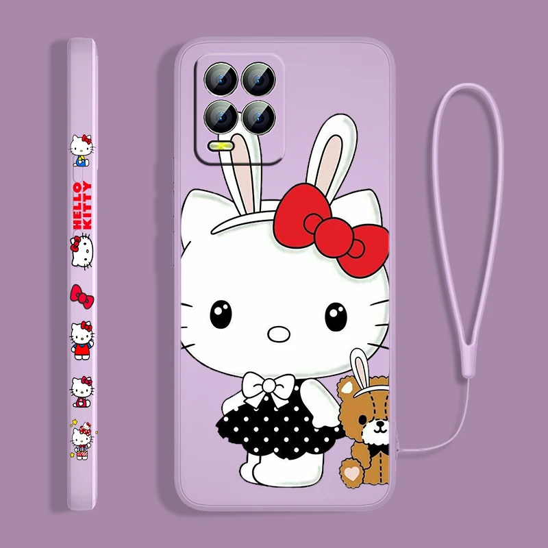 anime hello kitty cute girls for oppo realme 50i 50a 9i 8i 6 pro find x3 lite neo gt master a9 a5 5g liquid left rope phone case free global shipping