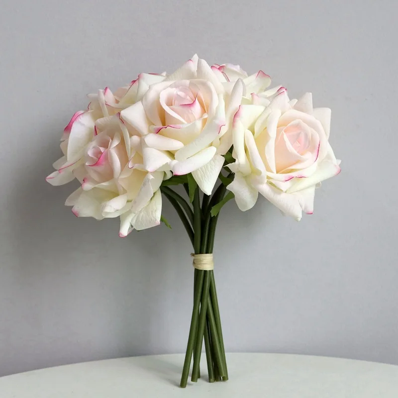 

Moisturizing Hand Feeling Simulated Flower 5Branch Curly Rose Bouquets Wedding Hand-Held Artificial Fake Bouquet Home Decoration