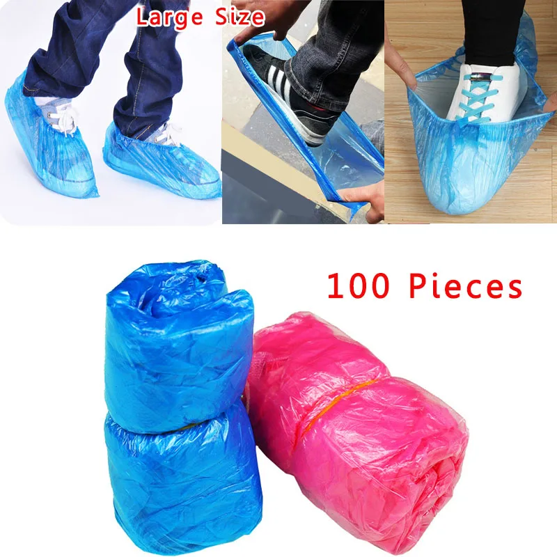 

100PCS Disposable Shoe Cover PE Plastic Anti-slip Cleaning Shoe Cover Indoor Waterproof Dustproof Shoe Protection Cover