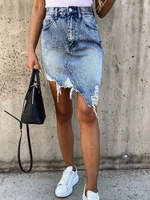 personality ripped hole irregular bag hip denim skirts womens clothing street hipster fashion skirt jupe femme chic et %c3%a9l%c3%a9gant