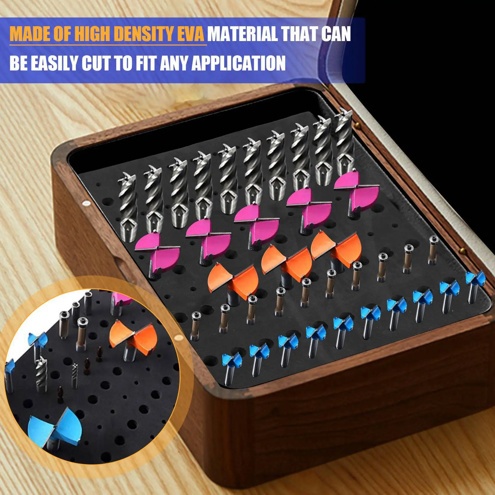 Лоток для фрез с 110 отверстиями держатель хранения хвостовиком 1/4 дюйма и 1/2