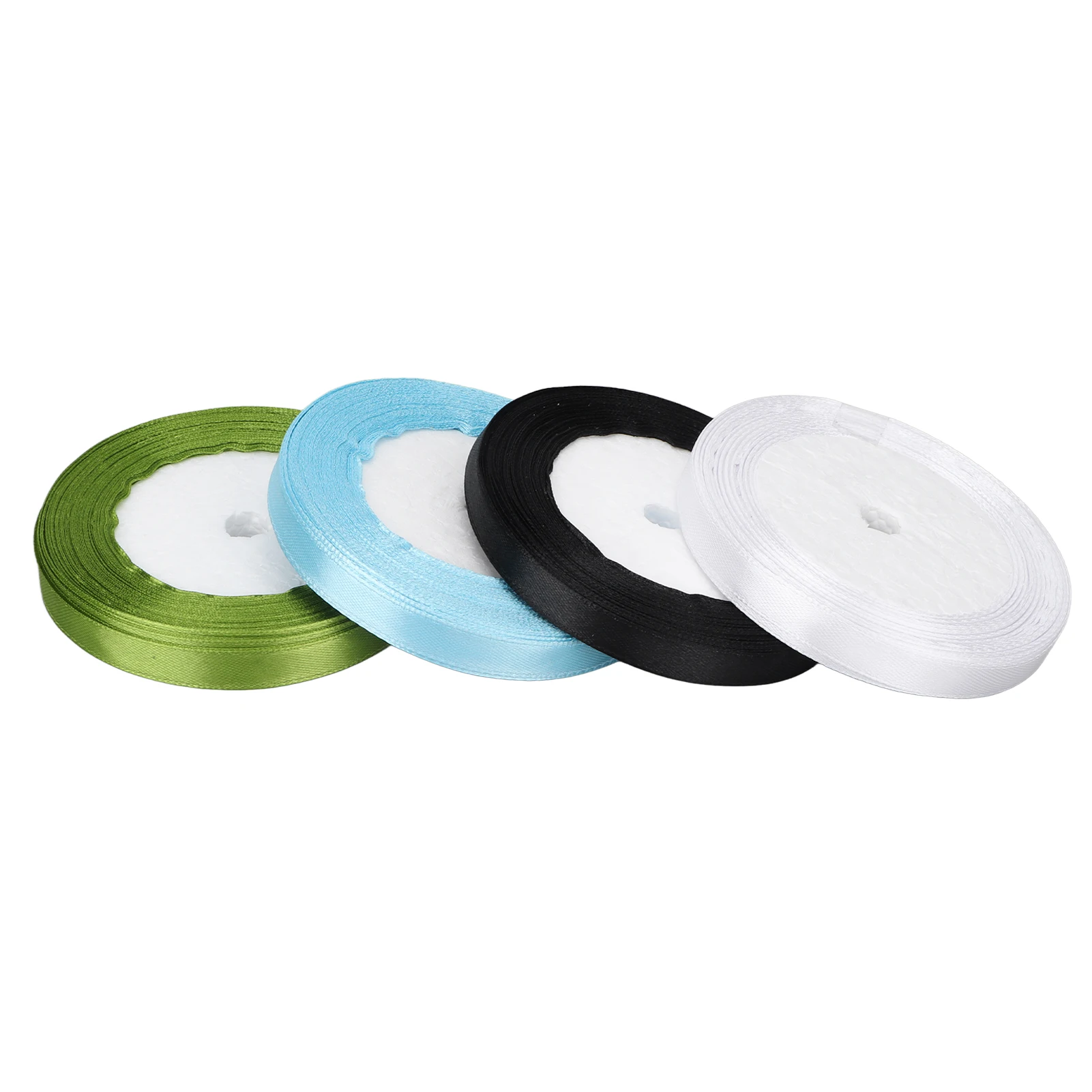 

Satin Ribbon 1cm Width 22 Meters Length Waterproof Reusable 4 Color Sky Blue Black White Green Ribbon Fabric