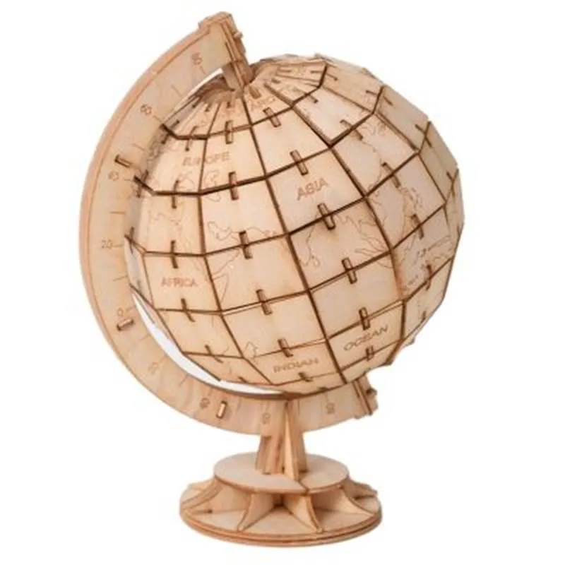 

DIY игрушки Глобус 3D деревянная головоломка игрушка Сборная модель деревянные ремесленные наборы украшение стола для детей