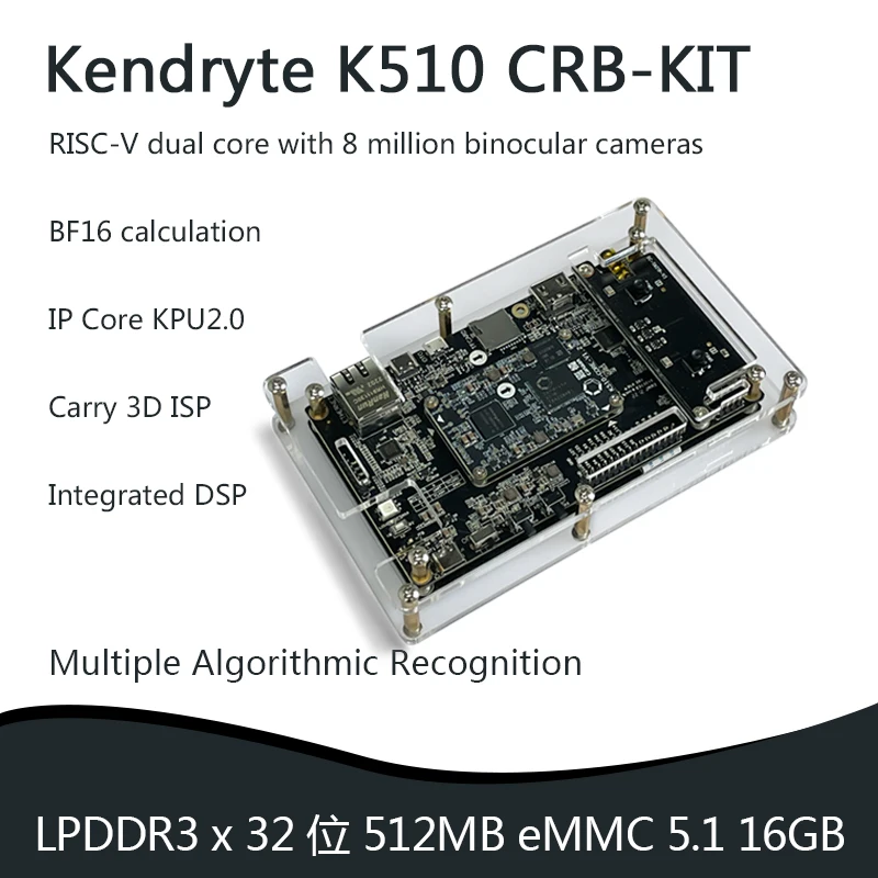 Kendryte K510 CRB-KIT 64-bit RISC-V dual-core @ 800MHz 2,5 TOPS INT8 TOF 3D AI Deep Learning, поддержка трех входов камеры