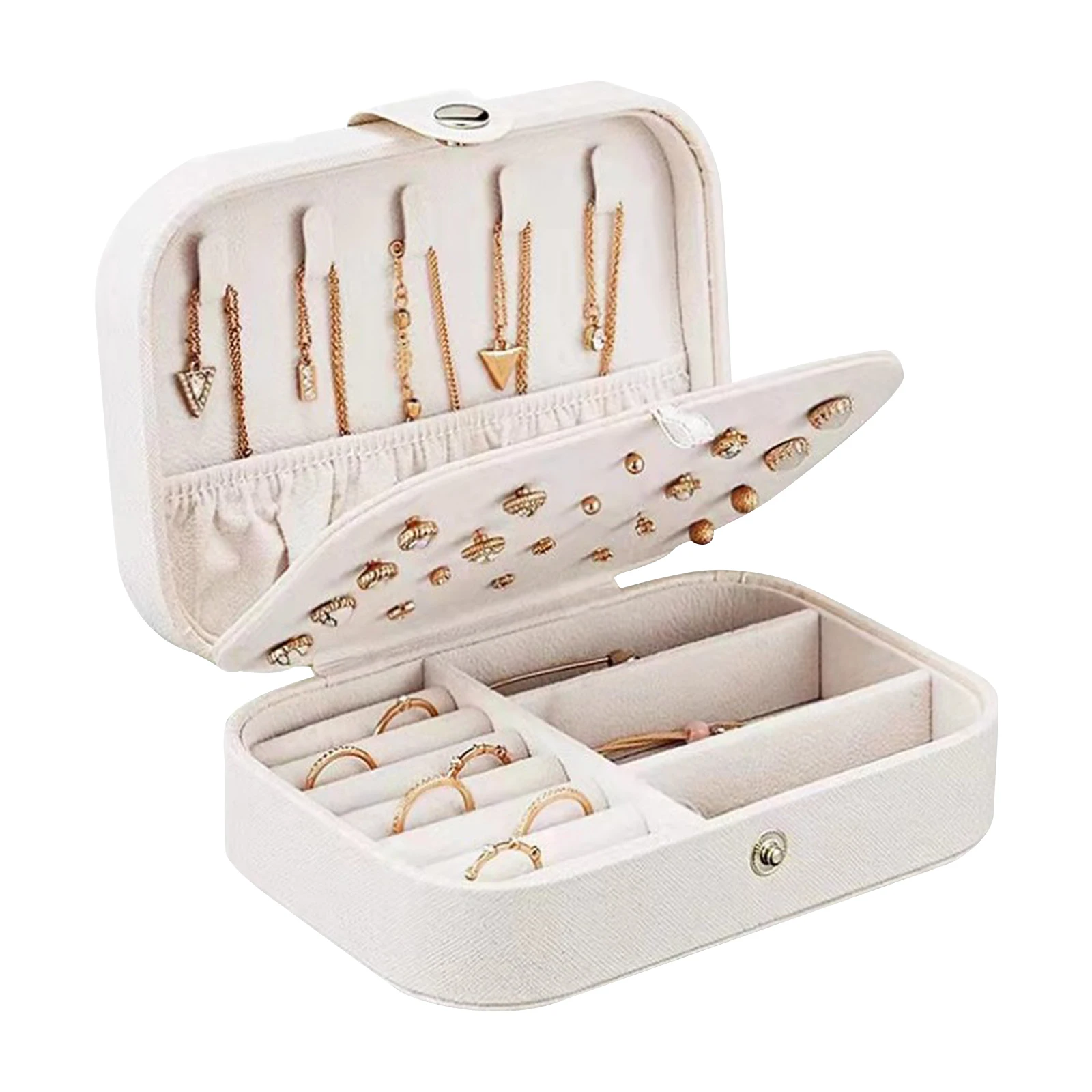 

2021 Portable Jewelry Box Jewelry Organizer Display Travel Jewelry Case Boxes Button Leather Storage Zipper Jewelers Joyero