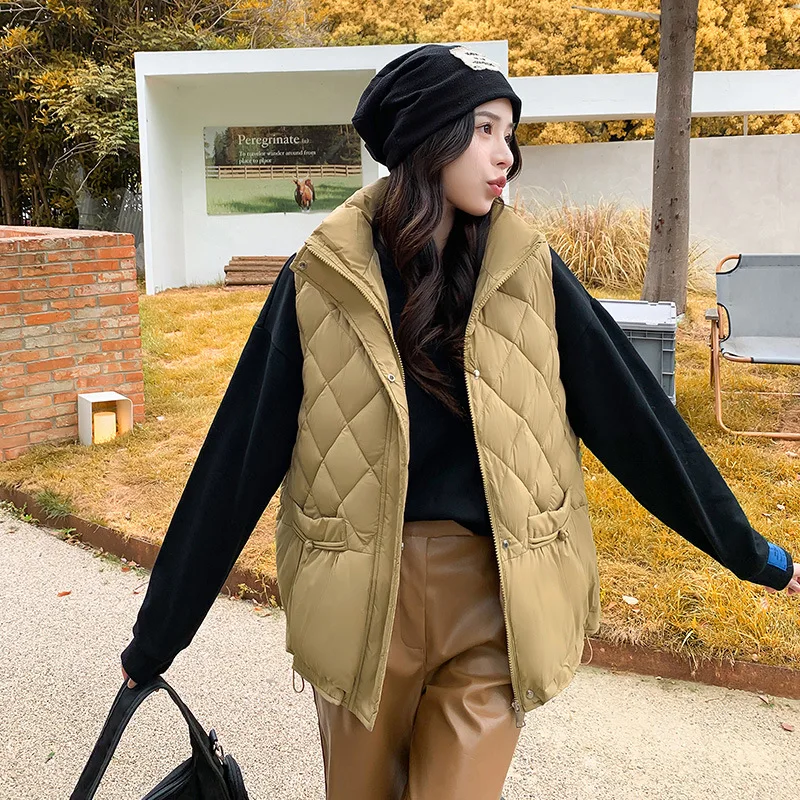 

Beardon 2023 Women's Autumn and Winter Lightweight Down Cotton Vest with Loose Collar and Lingcha Tank Top Coat