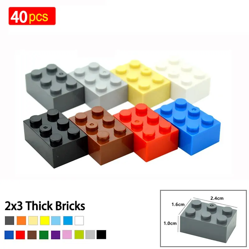 

DIY Building Blocks 2x3 Dot Thick Bricks 40pcs Multiple Educational Creative 2*3 Bulk Brick Compatible With 3002 For Children