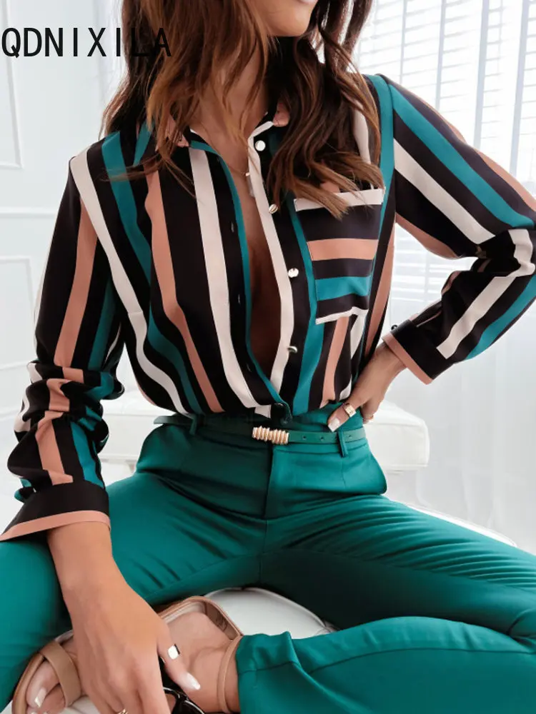 

Spring New In Shirt Korean Fashion Women Print Shirts Long Sleeve Top Casual Office Lady Blouses Fashion Party Blouse Women