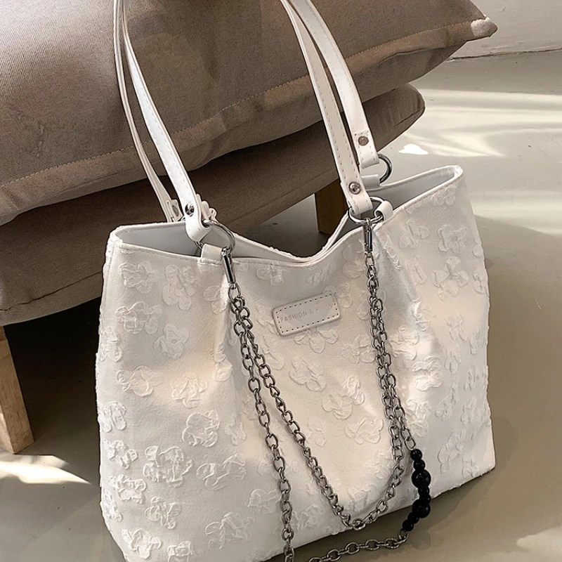 

2023 New Advanced Women's Large Capacity Autumn and Winter Canvas Tote Bag Texture Small Design One Shoulder Commute Texture Bag