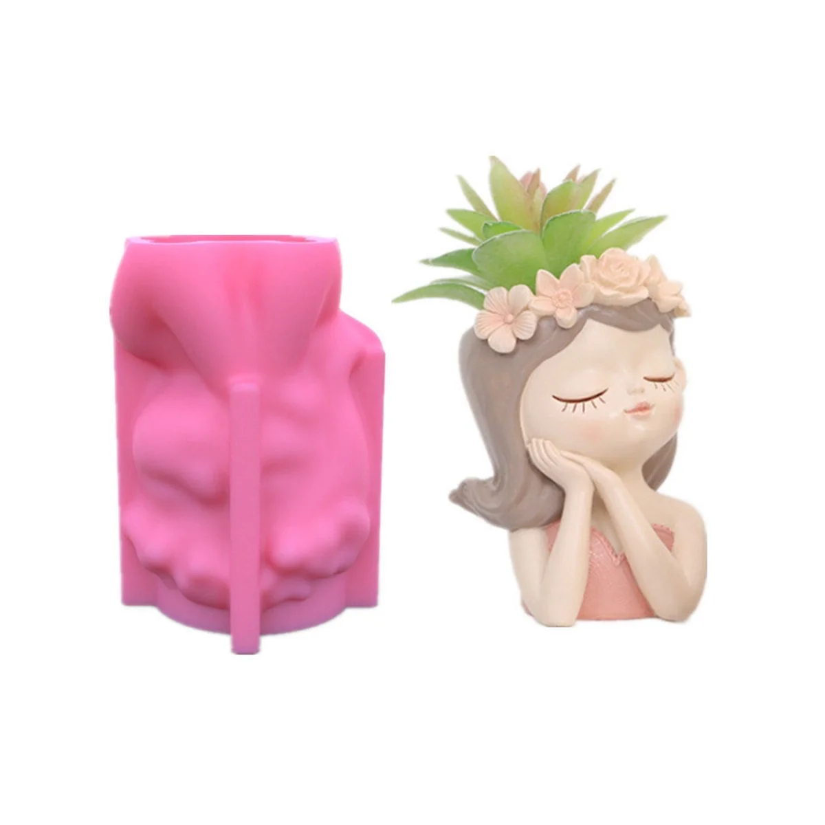 Силиконовая форма 3D милая девушка цветочный горшок для рукоделия искусственная