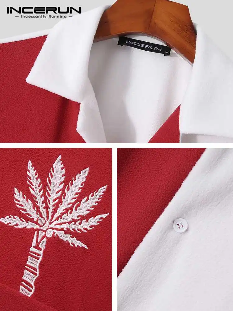 Fashion Casual Style Men's Patchwork Short Sleeve Shirts Handsome Well Fitting Male Lapel Button Blouse S-5XL INCERUN Tops 2022
