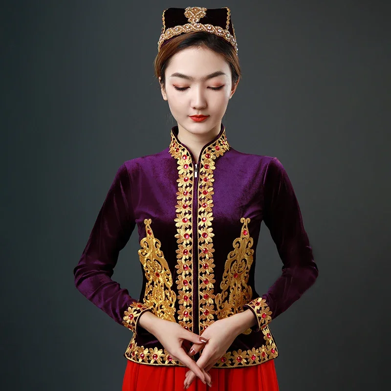 Танцевальная одежда Синьцзян топы танец Вэйу этническое представление Maixilaipu