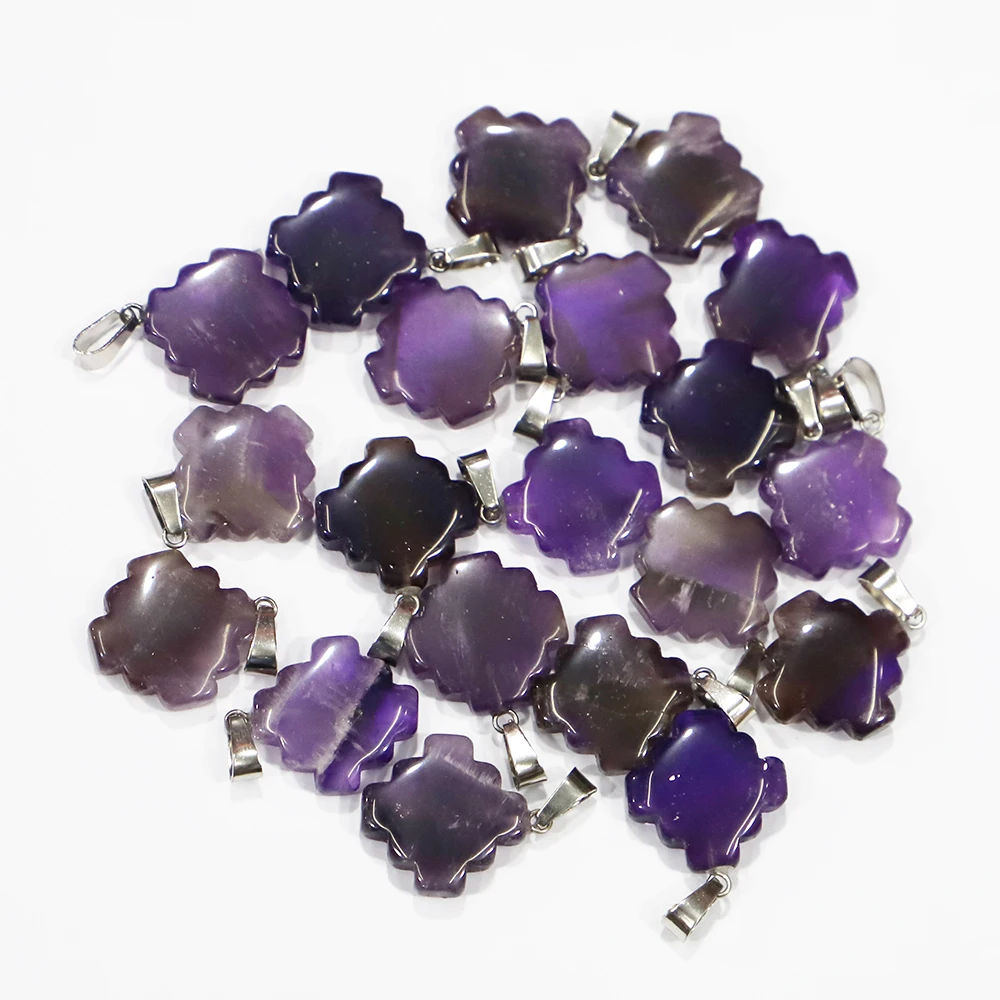 

Natural Stone Amethysts Pendants Square Sawtooth Side Shape Necklace Fashion Charms Jewelry Accessories Making Wholesale 10Pcs