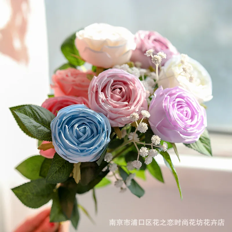 

Single Branch Simulation Fake Rose Flower Artificial Peony Flower Head Wedding Decoration Home Party Decor Bouquet Silk Flore