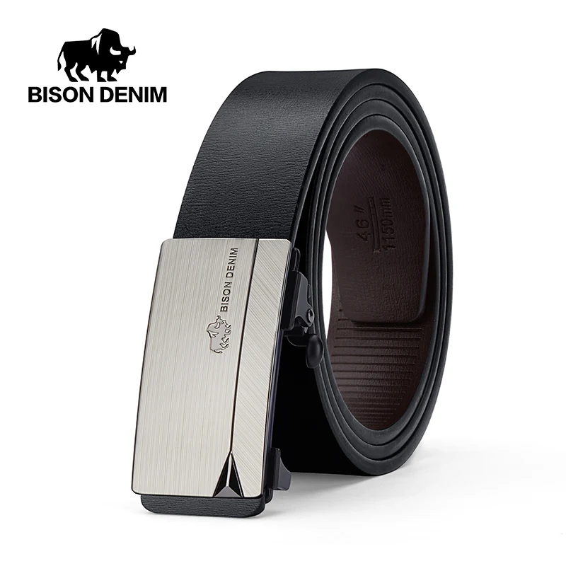 

BISONDENIM Mens Business Style Belt Black Strap Male Waistband Automatic Buckle Belts For Men Top Quality Girdle Belts For Jeans
