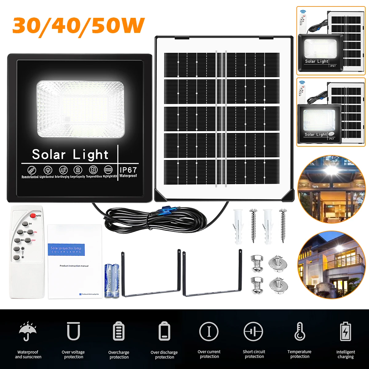 

NEW Solar Wall Lights Outdoor 170LEDs Solar Flood Light 5 Dimmable Brightness IP67 Waterproof Separable Solar Porch Light Remote