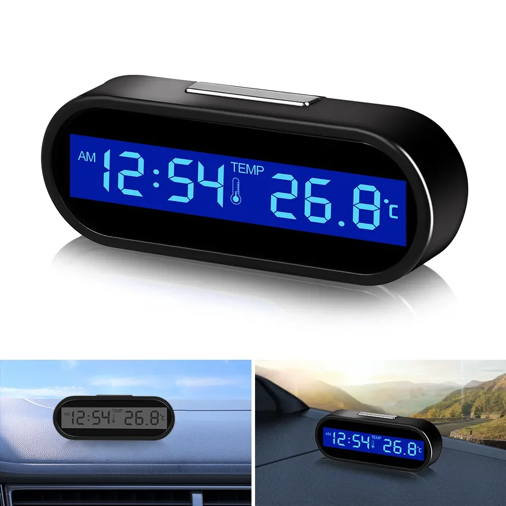 

Автомобильные часы, светящийся ЖК-дисплей с подсветкой, цифровой дисплей, автомобильные часы, цифровой термометр, часы 2 в 1, аксессуары для стайлинга автомобиля