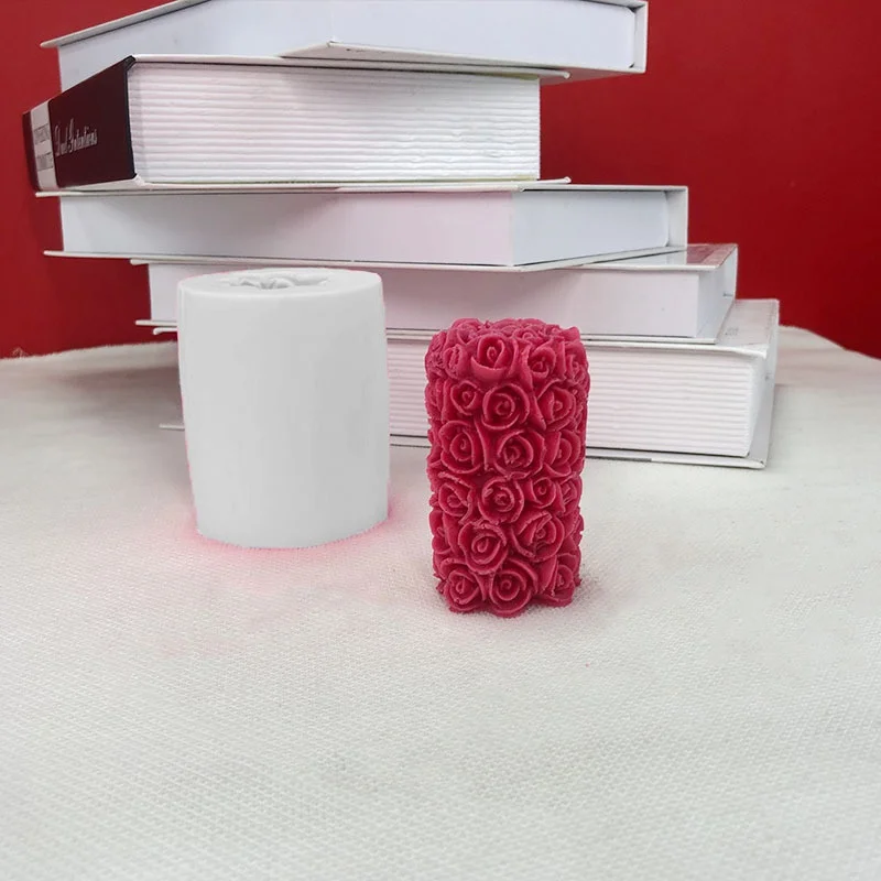 3D Свеча цветок розы форма сделай сам гипс ручной работы Форма цилиндра