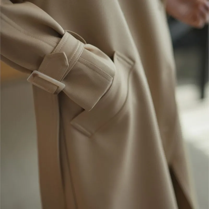 Элегантная свободная ветровка средней длины женское классическое пальто с