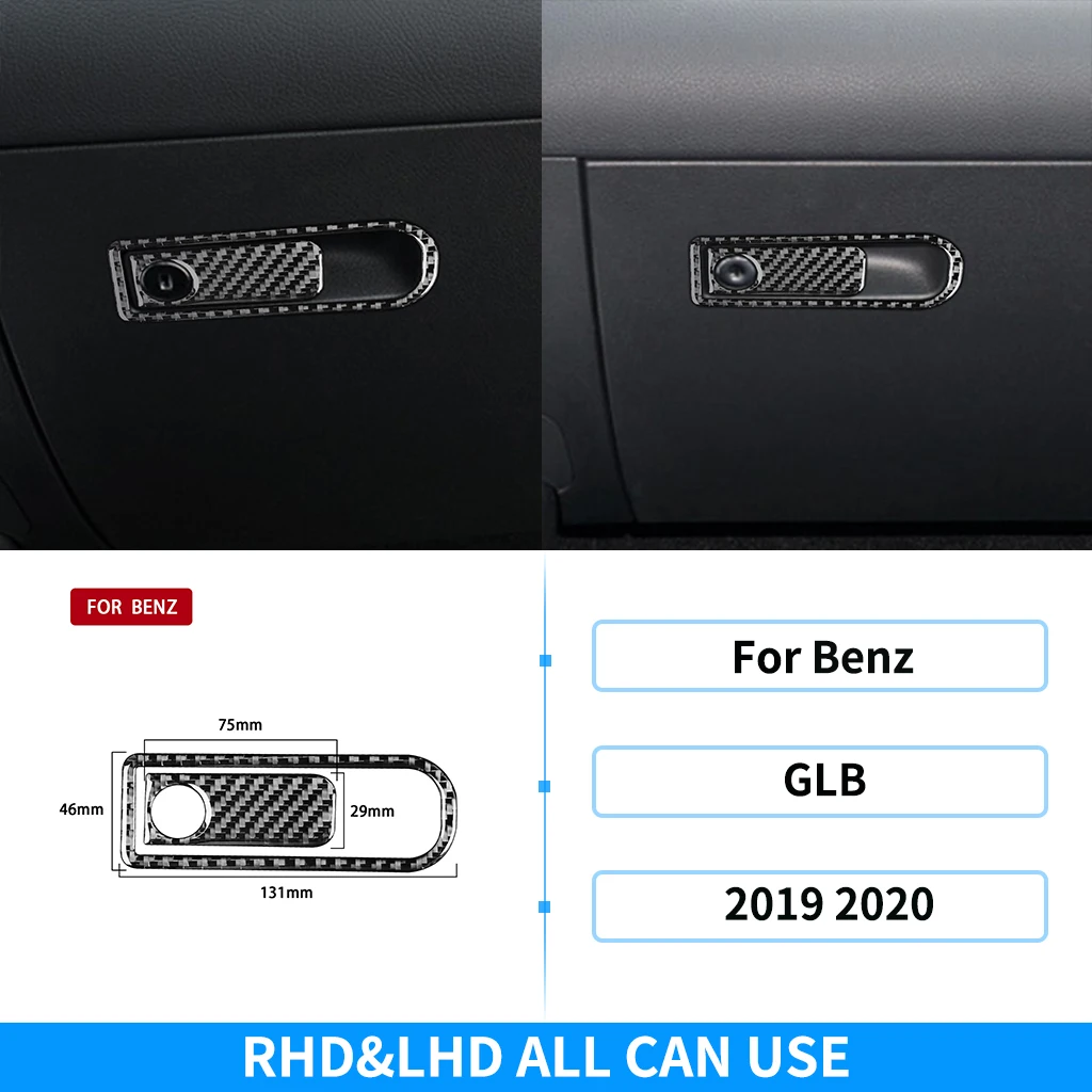 

Car Glove Compartment Switch Panel Trim Cover Decorative Real Carbon Fiber Stickers Accessories For Mercedes Benz GLB 2019 2020