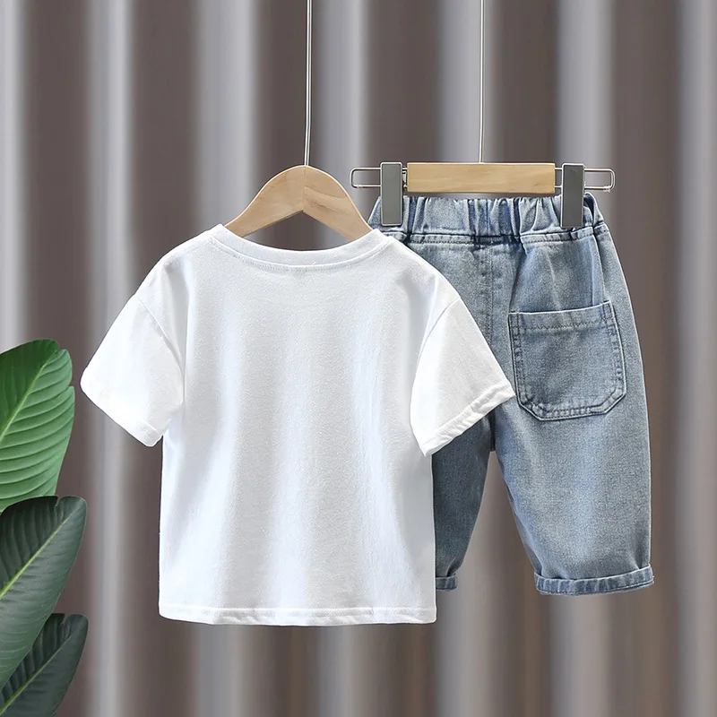 Летние комплекты модной одежды для мальчиков и девочек детские спортивные