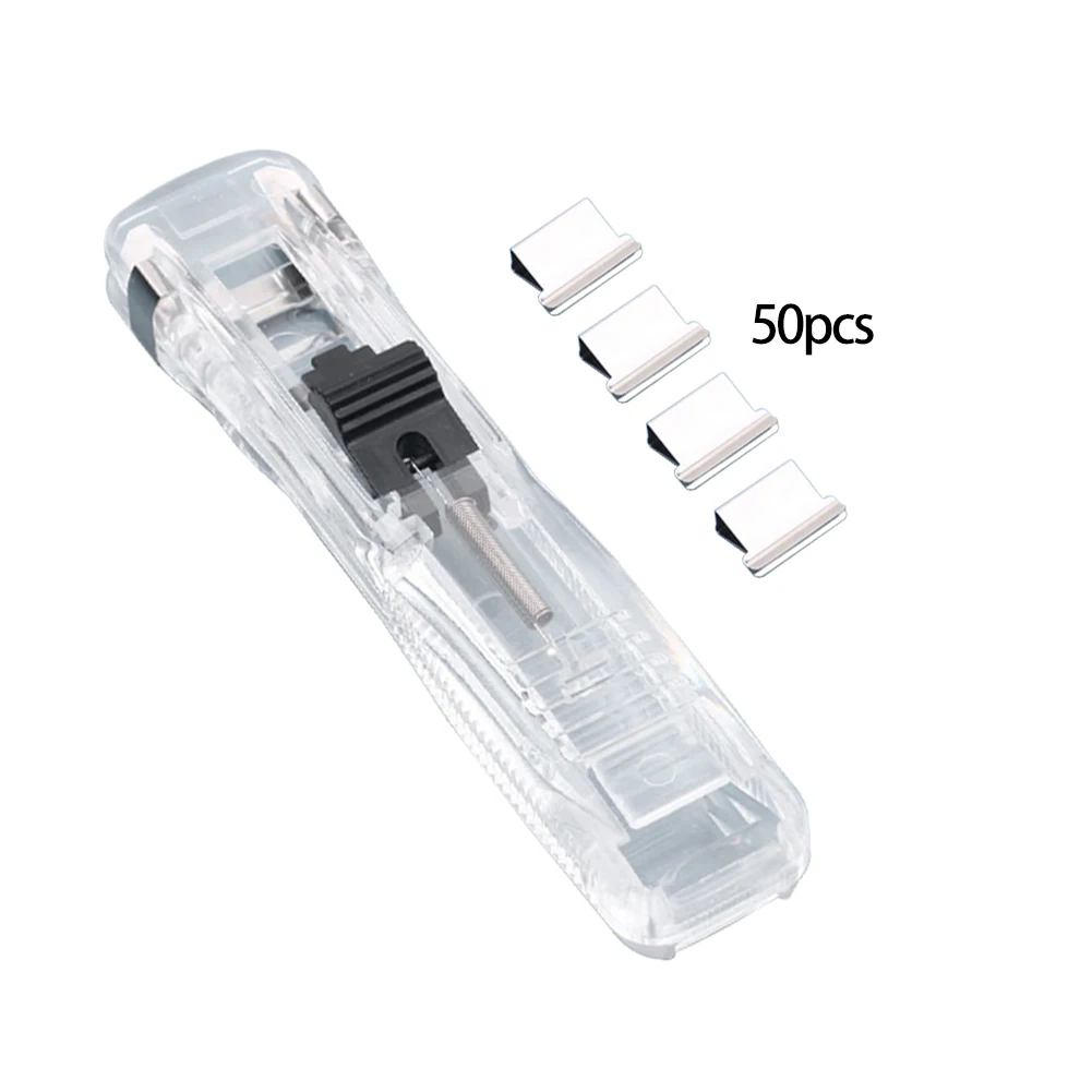 

Plastic Lightweight Push Stapler Desktop With Clips Paper Binding School Office For Student Reusable Easy Operate Universal