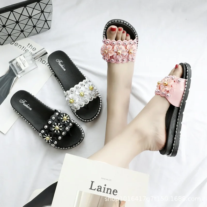 Women's Summer Sandals Outer Wear Fashion Sequin Thick Sole Beach Women's Shoes Designer Sandals Slides Women Ladies Shoes