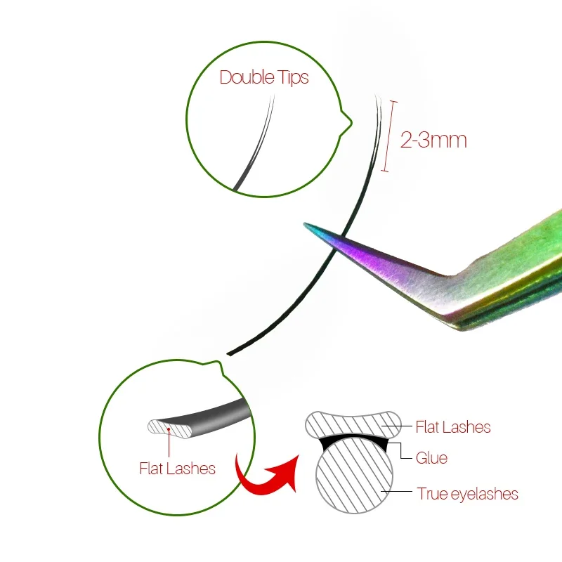16 rzędów H&ampL od 1990 rzęs podwójne końcówki płaskie rzęsy przedłużone głębokie matowe czarne Premade Fan La