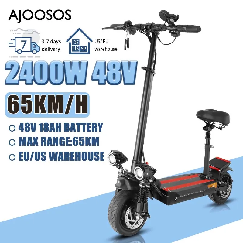 

US/EU Stock Foldable Electric Scooter 18AH 48V Dual Motor Electric Scooters for Adults 65KM Range 10'' Tires E Scooter with Seat