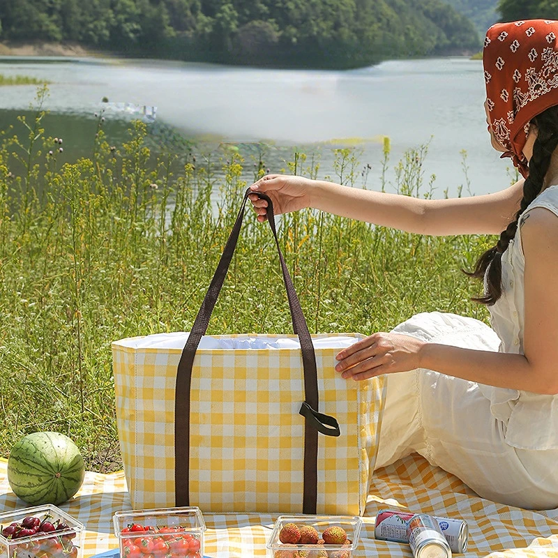 

Вместительные сумки для пикника, уличная сумка для пикника с изоляцией, портативная водонепроницаемая сумка для ланча, корзина для пикника,...