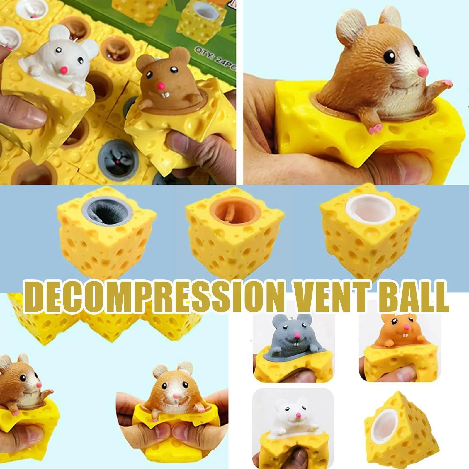 

Cheese Cup Mouse Toy Creative Mouse Squeezing Toy Funny Sensory Toy For Kids Adults Soft Anti-stress Squeezing Toy Perfect A3H5