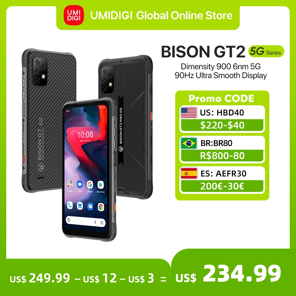 Enlarge UMIDIGI BISON GT2 PRO 5G IP68 IP69K Android 12 Rugged Smartphone Dimensity 900 6.5