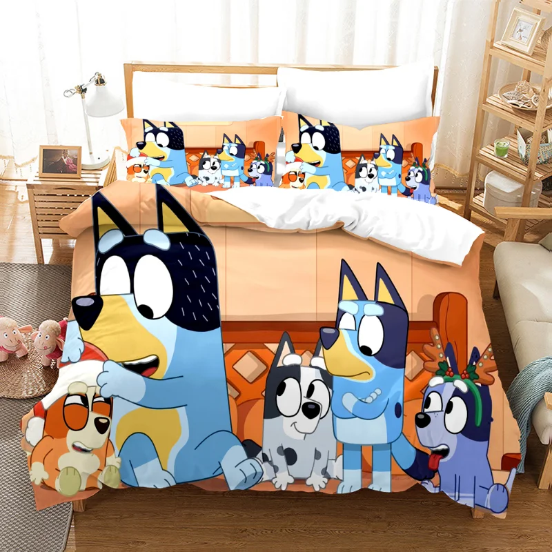 

Cartoon Bluey Family Bed Set Quilt Cover 3D Cartoon Printed Bedding Bed Spead Child Kid Bedroom Bed Duvet Cover Bedclothes Set