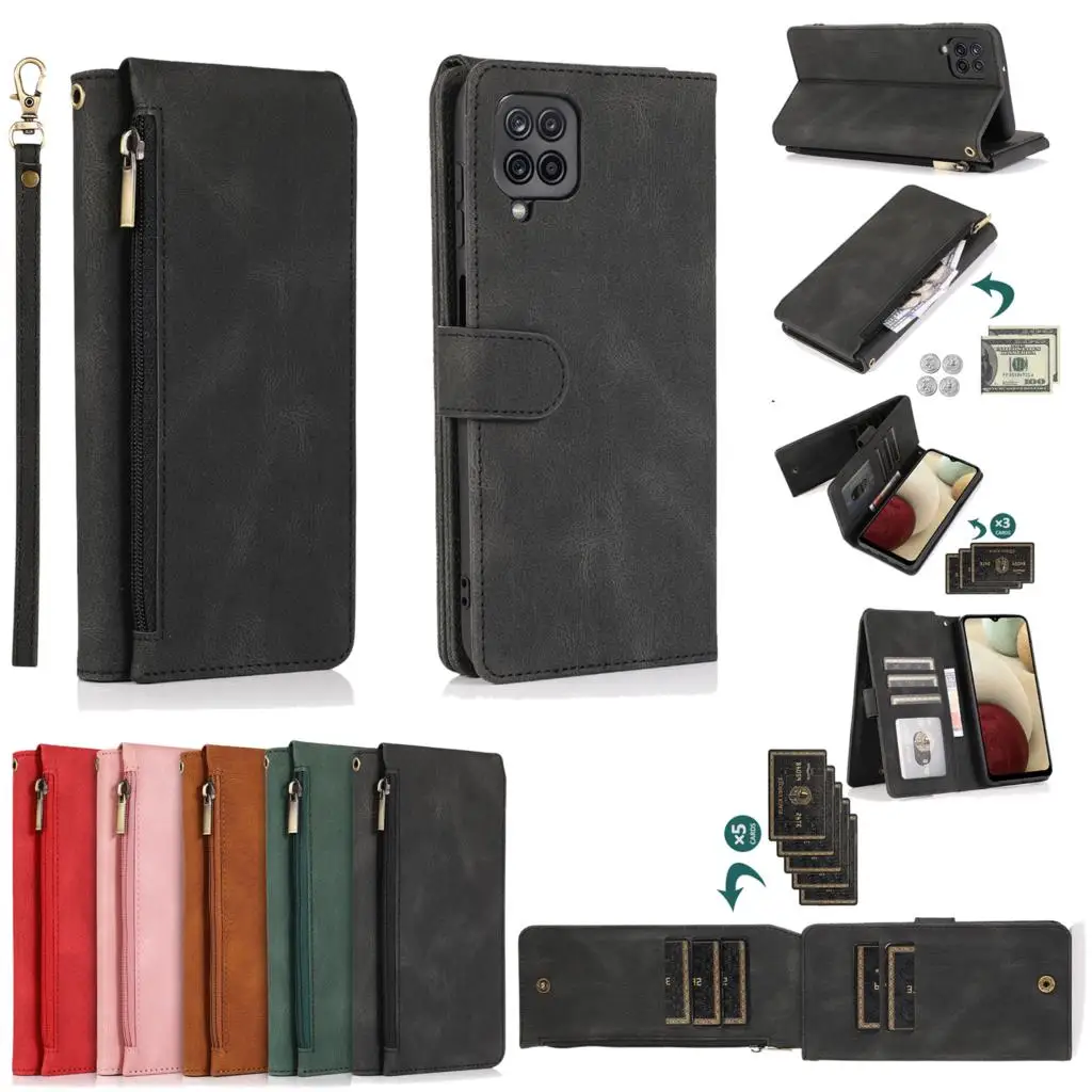 

Luxury Zipper Leather Flip Wallet Case for Samsung Galaxy A12 A21S A30 A31 A32 A42 A50 A51 A52 A70 A71 A72 Funda Protect Cover