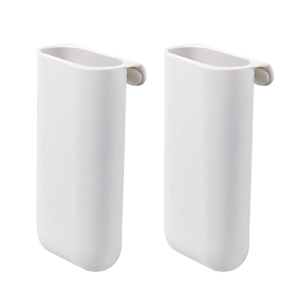 

2pcs Desktop Pen Holder Self-adhesive Storage Box Multifunction Organizer Container (White, Long)